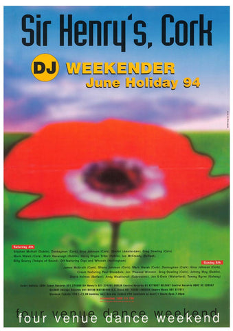 Sir Henrys Cork Weekender Poster 'Flower' June 1994